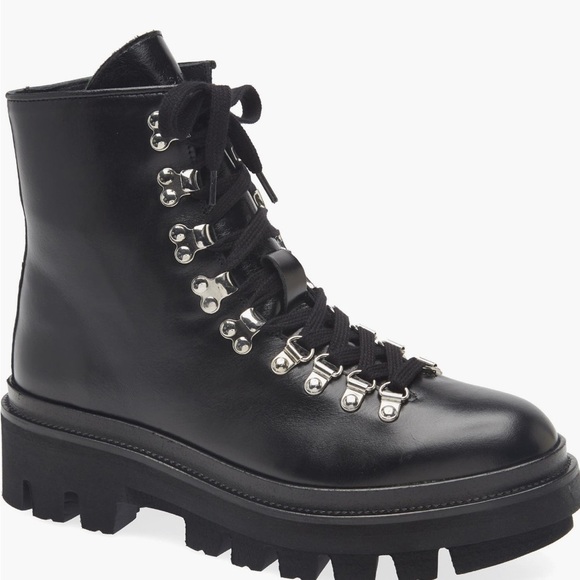 All Saints Wanda Lug Sole Black Leather Combat Boots 40/10 - Picture 5 of 16